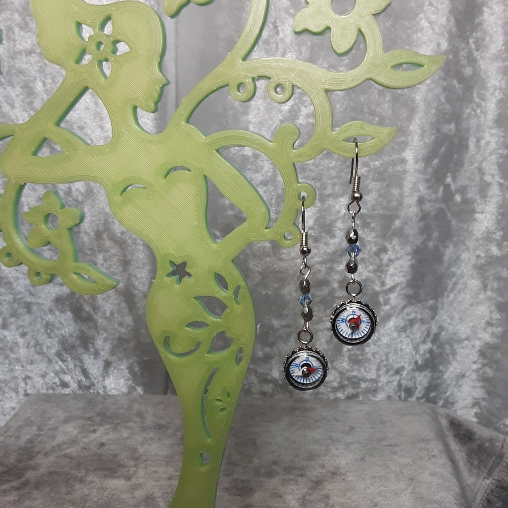 Handmade Real Working Compass Earrings